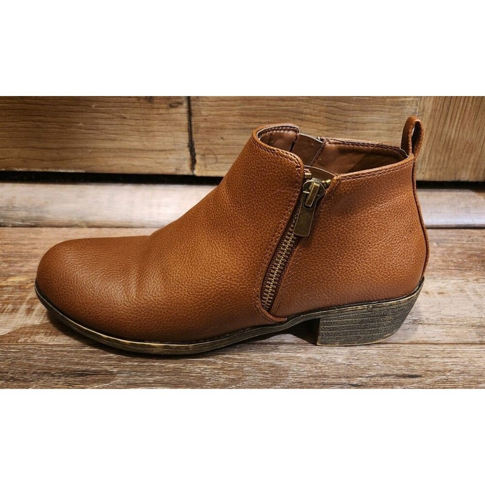 Ladies Size 6.5 Jessica Cline Zip Up Ankle Boots Brown Faux Leather. - Picture 2 of 10